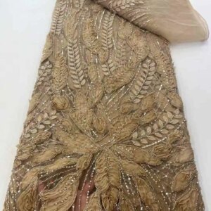 New Luxury Nigerian African Heavy Beads Sequins Mesh Lace 2025 Bride French Net Lace Fabric Sewing Embroidered Lace Tulle Women