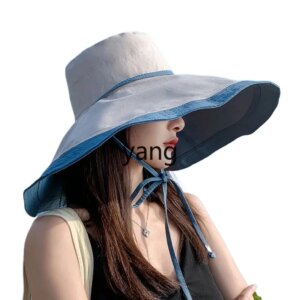 LMM double-sided two-color bucket hat women’s summer travel face cover big brim sun hat