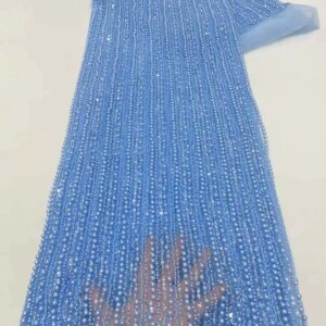 Beads Nigerian Sequins Party Lace African Beads Lace Fabric 2025 High Quality Embroidery African Net Lace Fabrics For Wedding
