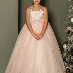 Pink Flower Girl Dresses For Wedding Tulle Appliques Ball Gown Sleeveless Toddler Pageant Gowns Birthday First Communion Dresses