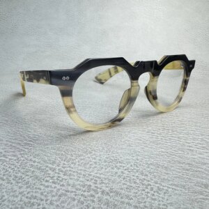 Eyeglass Frames Unique Vintage Retro Oversize Handmade Honey Black Horn Reading Man’s Glasses Frames Optical Lenses Eyeglasses