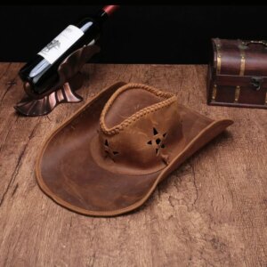 Vintage casual first layer cowhide handmade hat cowboy visor