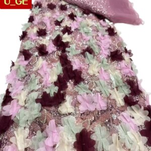 2025 Latest Best Quality Delicate Soft 3D Embroidered Tulle Lace Fabric with Stones for Wedding Evening Dresses U_GE1935
