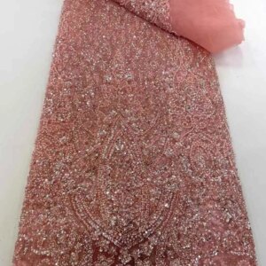 2025 African French Nigerian High End Tulle Lace Fabric With Beads Sequins Embroiderg Mesh for Wedding Party Bride Sewing Dress