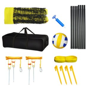 Portable Outdoor Volleyball Badminton Combo Set Volleyball Net System  Include Volleyball Net Accessory