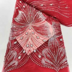 Luxury African Sequins Lace Fabric High Quality 2025 Heavy Beaded Embroidery Lace French Tulle Lace For Nigerian Wedding Dresses