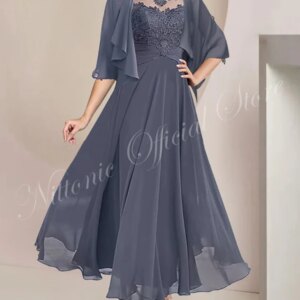 Customize 2 Piece Mother of the Bride Dress with Jacket Chiffon Lace Appliques A-Line Elegant Formal Occasion Wedding Guest Gown