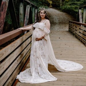 Lace Gown Maternity Photography Dresses Robe Pregnant Female Photo Shooting Long Dress Evening Party Women Baby Shower Clothes