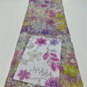2024 Fashion French Embroidery Beaded Lace Fabric African Nigerian With Sequins Lace Fabric For Wedding Dress
