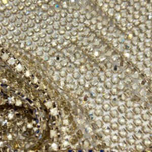 Heavy Process Crystal Decor Gold Stones for Party Dress Series, Embroidery Elastic net Lace, Super Top Quality Fabric For Party