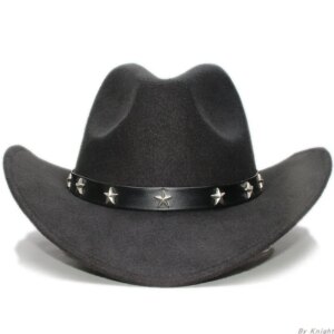 Leather belt boys and girls parent-child woolen cowboy hat with large brim wide shade casual top