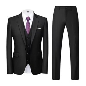 Suit Fashion Wedding Groom Set Single Breasted Men’s Formal Slim Fit Adult Dress