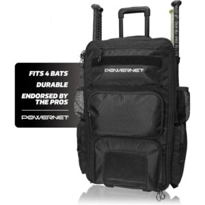 PowerNet Odyssey Softball & Baseball Bag, Rolling Backpack for Baseball Gear, Bat Bag with 4 Bat Sleeves