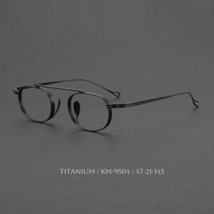 Retro Oval Titanium Glasses Small Sized Lens Myopia Optical Eyewear for Male and Female Trendy Designer Prescription Eyeglasses