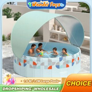Large Swimming Pool 1.6/1.2M Foldable Non-Inflatable Pools for Home Family Baby Outdoor Garden Backyard Water Sports Party Toys