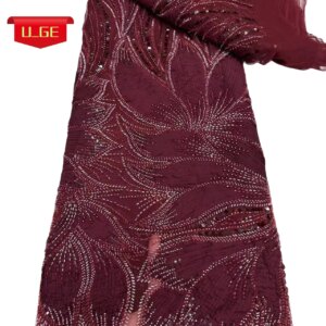 Delicate Soft Mesh Lace Fabric – Best Quality Elegant Sequined with Stones for Party Evening Dresses U_Ge7586