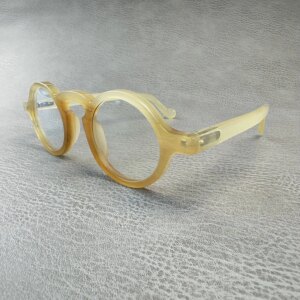 Man Women Glasses Frames Vintage Round Retro Handmade Honey Horn Reading Prescription Eyeglass Frames Optical Lenses Eyeglasses