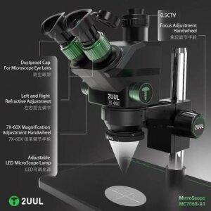 2UUL Microscope MC7060-A1 7-60X Zoom Trinocular Precision Microscope Repair Device For Motherboard PCB Checking Tool