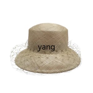 LMM mesh straw hat versatile sunshade temperament top hat basin hat summer women