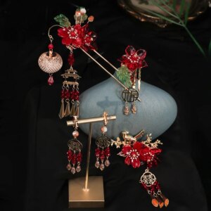 New Chinese Style Xiuhe Headdress Red Elegant Ancient Style Xiuhe Clothing Tassel Buyao Bridal Wedding Dress Hair Accessories