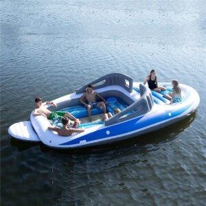 Inflatable PVC Water 6-person Island Floating Bed Pirate Ship Cutting Inflatable Water Floating Bed Multi-person Floating Row