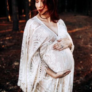 Don&Judy Long Train Maternity Photo Shoot Maxi Gown Dress Evening Party Costume Boho Beige Dresses for Pregnant Woman Props