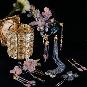 New Chinese Xiuhe Headdress New Purple Hairpin Ancient Style Han Chinese Clothing Xiuhe Suit Hair Accessories Age Reducing