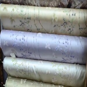 Bamboo Real Silk Fabric 25Momme Interwoven Jacquard Satin Pair HANAJIRUSHI Bamboo Silk Fabric
