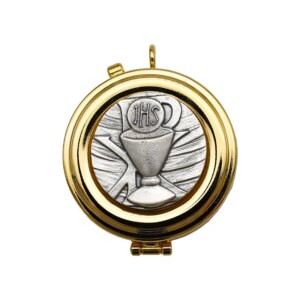 Christian Portable Reliquary 5.4×6.6cm Prayer Supplies Gold-plated 24k Gold And Silver Embossed Decoration Peace Symbol of Saint