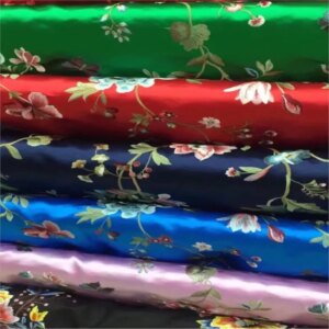 Heavy silk satin embroidered garment peony brocade fabric Chinese style cheongsam