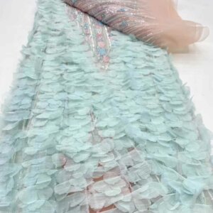 High Quality African Nigerian Elegant 3D Embroidered Beaded Fabric 2024 Tulle Lace Fabric With Sequins Fabric For Sewing KB4864