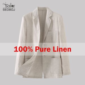 Tailor shop customized linen striped thin suit set, color woven soft and stiff linen fabric