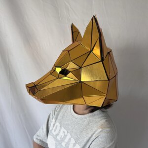 Acrylic Dog Head Helmet Halloween Christmas Stage Performance Props Gold Silver Cosplay Animal Mask
