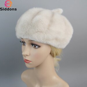 Hot Sale Fashion Ladies Pumpkin Genuine Mink Fur Beanies Hat Full Pelt Luxurious Women Real Mink Fur Hats Winter Warm Fur Caps
