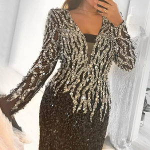 2024 Black Elegant Mermaid Beaded Luxury Evening Dresses Gowns for Women Wedding Party