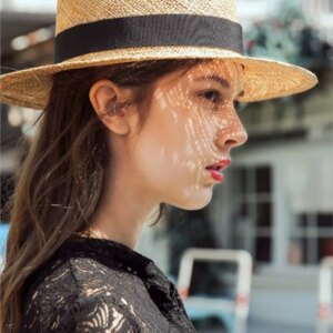 natural sisal hand-woven dome-shaped flat-eaves sunshade hat fashionable couple top