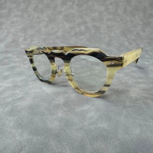 Eyeglass Frames Unique Vintage Striped Handmade Natural Horn Prescription Women’s Man Glasses Frames Optical Lenses Eyeglasses