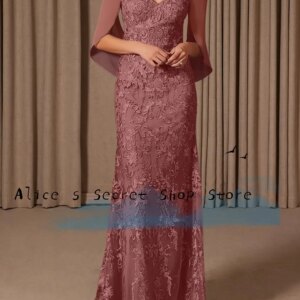 Elegace Mother of the Bride Dress For Women V-Neck Half Sleeve With Exquisite Appliques / Wedding Guest For Women/Evening Dress