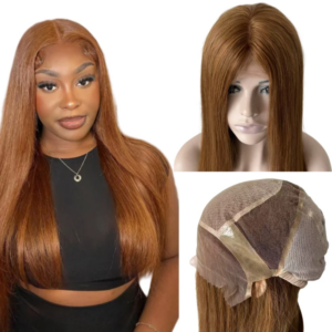 12-22 inches Indian Virgin Human Hair Light Brown #6 180% Density 5×5 Silk Top Full Lace Medical Wig For Women