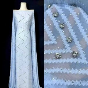 African French Stones Lace Fabrics 2025 High Quality Lace Nigerian Embroidered Dress Material For Party Sewing