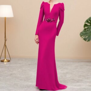 Elegant Mermaid Mother of the Bride Dresses O Neck Long Sleeves Wedding Party Gowns Appliques Floor-Length Customized