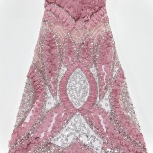 African Beaded Lace Bridal Fabrics Luxury 2025 High Quality French Beads Nigerian Sequins Tulle Material For Wedding Party