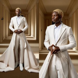 Tailored 2 Pcs Men Wedding Suits Blazer Pants Regular Fit Notch Lapel One Button Beading Penal Brilliant Suits Business Office