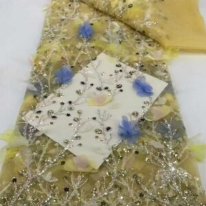 New 3D Applique Fabric High Quality African Lace Fabric 2025 French Net Lace Fabric Sewing Embroidered Lace Tulle Nigeria Dress.
