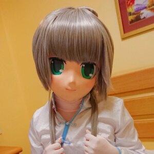 (KRM504) Handmade Female/Girl Resin 3/4 Head Japanese Cartoon Character Luo Tianyi Cosplay Kigurumi Mask Crossdresser DOLL