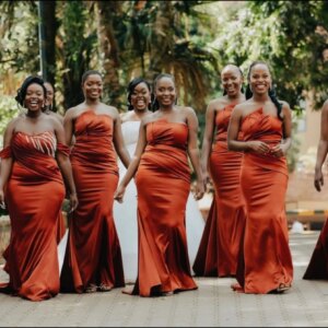 Dark Orange Bridesmaid Dresses Mermaid Strapless Pleat Satin Long Wedding Guest Cheap Party Dresses For Women Evening Gown 2024
