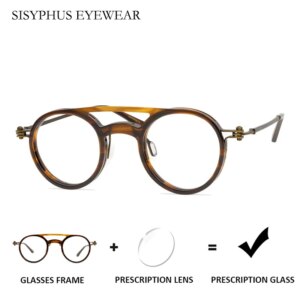 Japanese Retro Preppy Style High-Quality Plate Frame Handmade Round Frame Popular Glasses Frame with Customizable Prescription Lenses