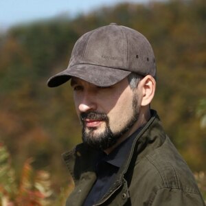 Leather baseball cap Sports outdoor hiking for men big around casual peaked