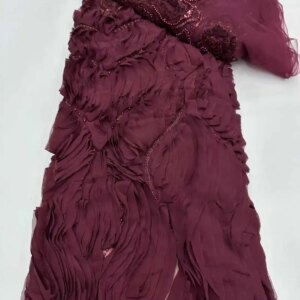 African Nigerian High-Quality Elegant 3D Embroidered French Tulle Lace Fabric with Sequins for Party And Wedding