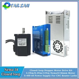 Nema34 Closed-loop Stepper Motor 4.5/8.5/12Nm 6A 2Phas Hybrid Servo Motor With Encoder Driver HBS86H 400W 60V Power Supply Kit